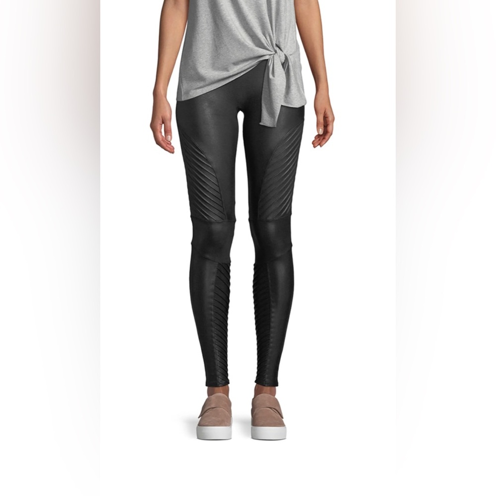 Spanx Black Faux Leather Moto Leggings